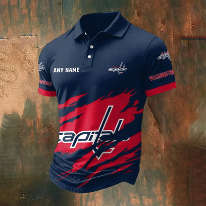 LIMITED EDITION - NEW CUSTOMIZED NHL10 WCP WASHINGTON CAPITALS POLO SHIRT