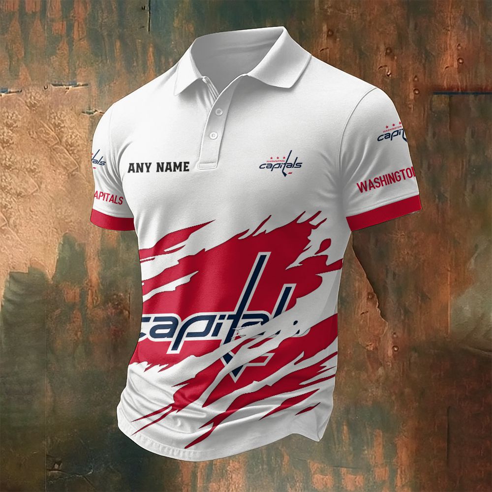 LIMITED EDITION - NEW CUSTOMIZED NHL10 WCP WASHINGTON CAPITALS POLO SHIRT