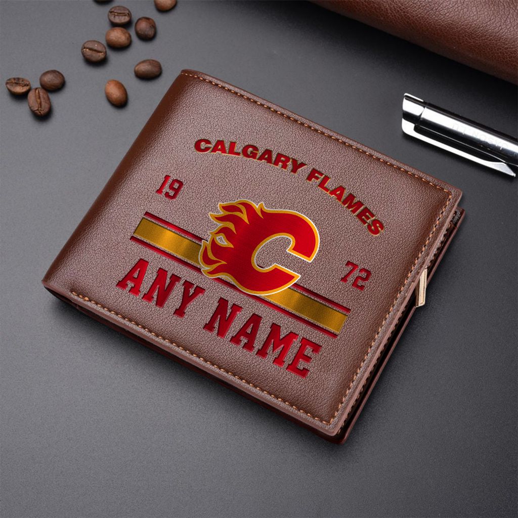 LIMITED EDITION - NEW CUSTOMIZED NHL17 CGF CALGARY FLAMES LEATHER WALLET