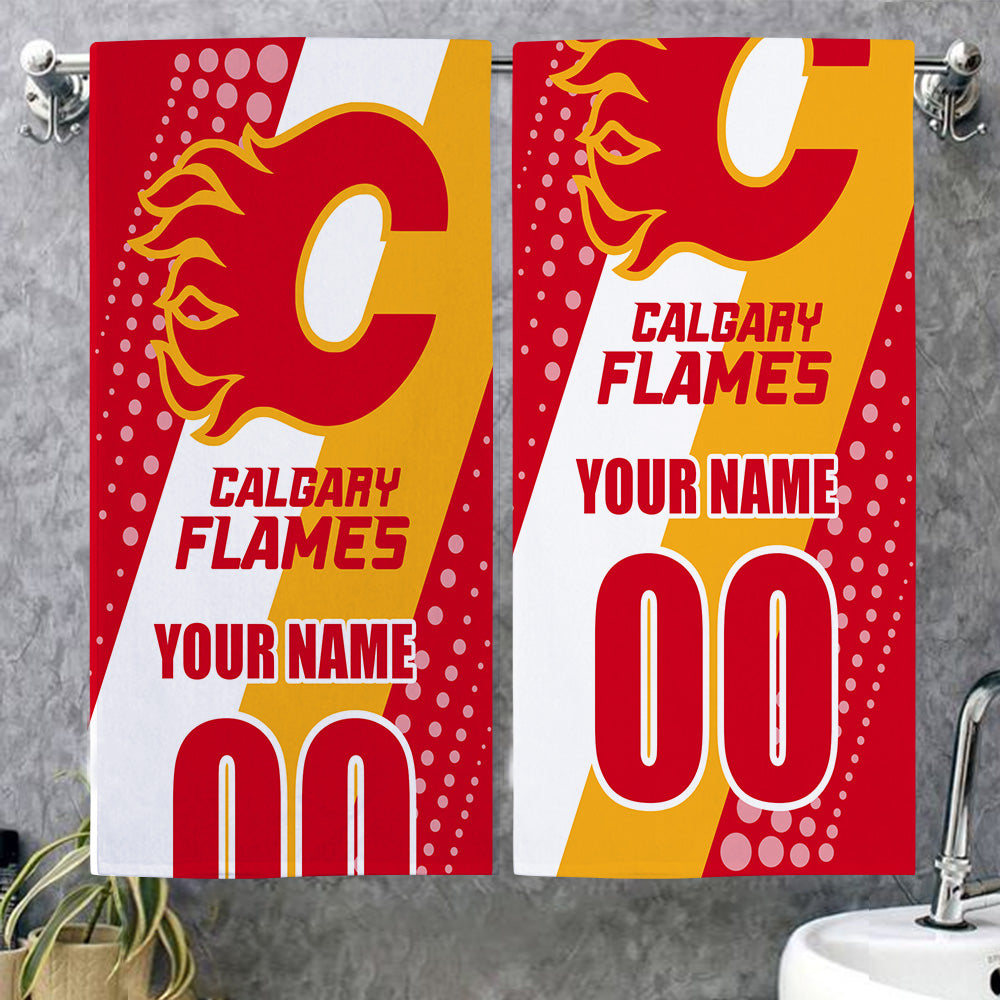 LIMITED EDITION - NEW CUSTOMIZED NHL17 CGF CALGARY FLAMES BEACH & BATH TOWEL