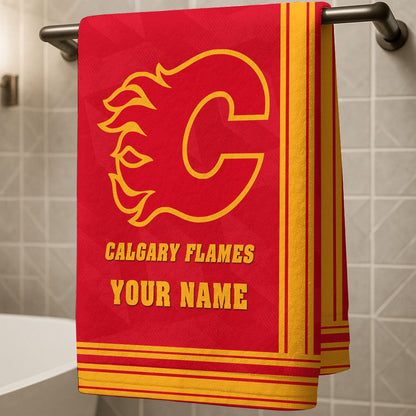 LIMITED EDITION - NEW CUSTOMIZED NHL17 CGF CALGARY FLAMES BEACH & BATH TOWEL
