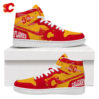 LIMITED EDITION - NEW CUSTOMIZED NHL17 CG FLAMES AIR JORDAN SNEAKERS