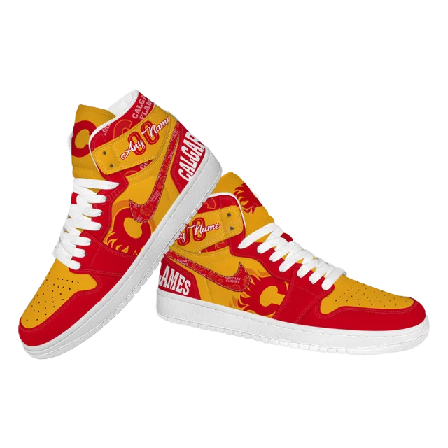 LIMITED EDITION - NEW CUSTOMIZED NHL17 CG FLAMES AIR JORDAN SNEAKERS