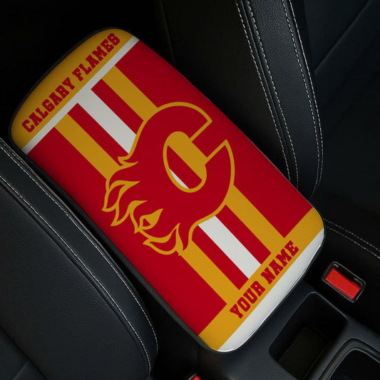 LIMITED EDITION - NEW CUSTOMIZED NHL17 CGF CALGARY FLAMES CAR ARMREST PAD COVER