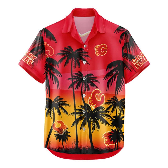LIMITED EDITION - NEW CUSTOMIZED NHL17 CGF CALGARY FLAMES UNISEX HAWAIIAN SHIRT & SHORTS SET