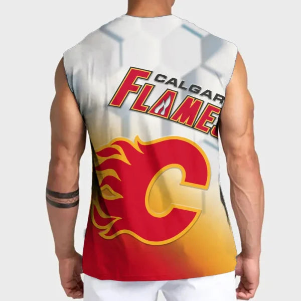 LIMITED EDITION - NEW CUSTOMIZED NHL17 CGF CALGARY FLAMES TANK TOP & GYM SHIRT
