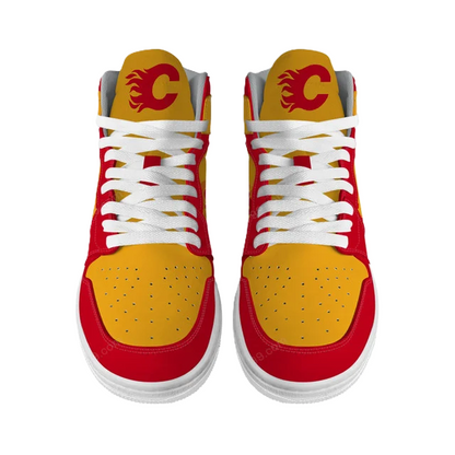 LIMITED EDITION - NEW CUSTOMIZED NHL17 CG FLAMES AIR JORDAN SNEAKERS