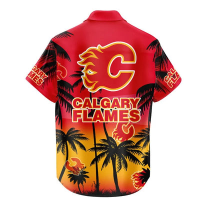 LIMITED EDITION - NEW CUSTOMIZED NHL17 CGF CALGARY FLAMES UNISEX HAWAIIAN SHIRT & SHORTS SET