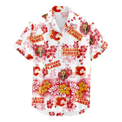 LIMITED EDITION - NEW CUSTOMIZED NHL17 CGF CALGARY FLAMES UNISEX HAWAIIAN SHIRT & SHORTS SET