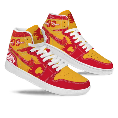 LIMITED EDITION - NEW CUSTOMIZED NHL17 CG FLAMES AIR JORDAN SNEAKERS