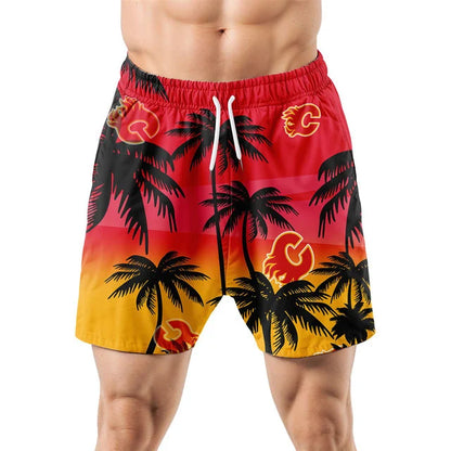 LIMITED EDITION - NEW CUSTOMIZED NHL17 CGF CALGARY FLAMES UNISEX HAWAIIAN SHIRT & SHORTS SET