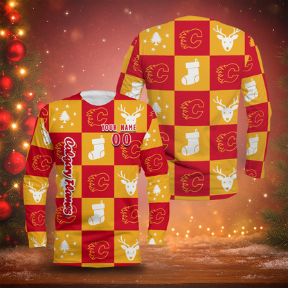 LIMITED EDITION - NEW CUSTOMIZED NHL17 CGF CALGARY FLAMES LONG SLEEVED T-SHIRT