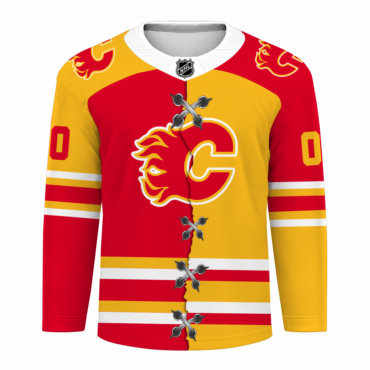 [SUPER SALE] NEW CUSTOMIZED NHL17 CGF CALGARY FLAMES UNISEX HOCKEY JERSEY