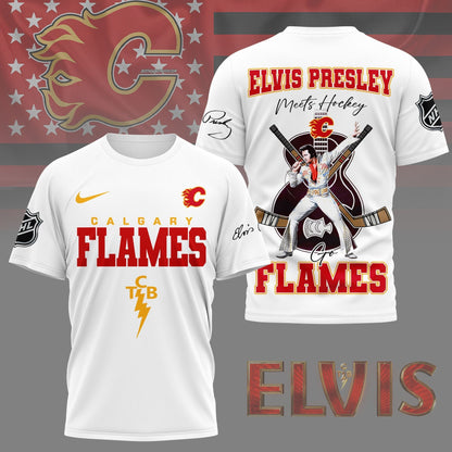 LIMITED EDITION - NEW CUSTOMIZED NHL17 CGF CALGARY FLAMES X ELVIS PRESLEY FAN 3D SHIRT