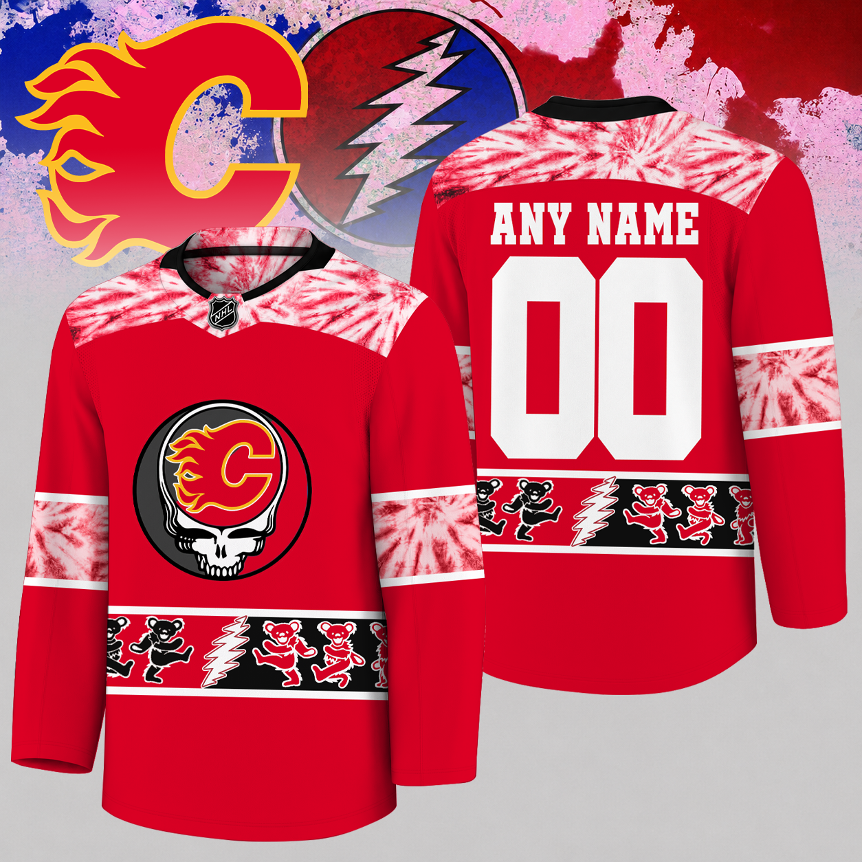 [SUPER SALE] NEW CUSTOMIZED NHL17 CGF CALGARY FLAMES UNISEX HOCKEY JERSEY