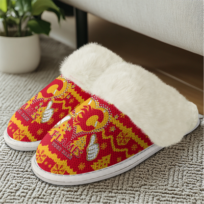 LIMITED EDITION - NEW CUSTOMIZED NHL17 CGF CALGARY FLAMES FUR-LINED SLIPPERS