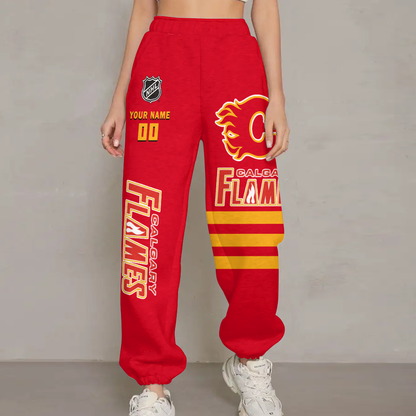 LIMITED EDITION - NEW CUSTOMIZED NHL17 CGF CALGARY FLAMES UNISEX LONG PANTS