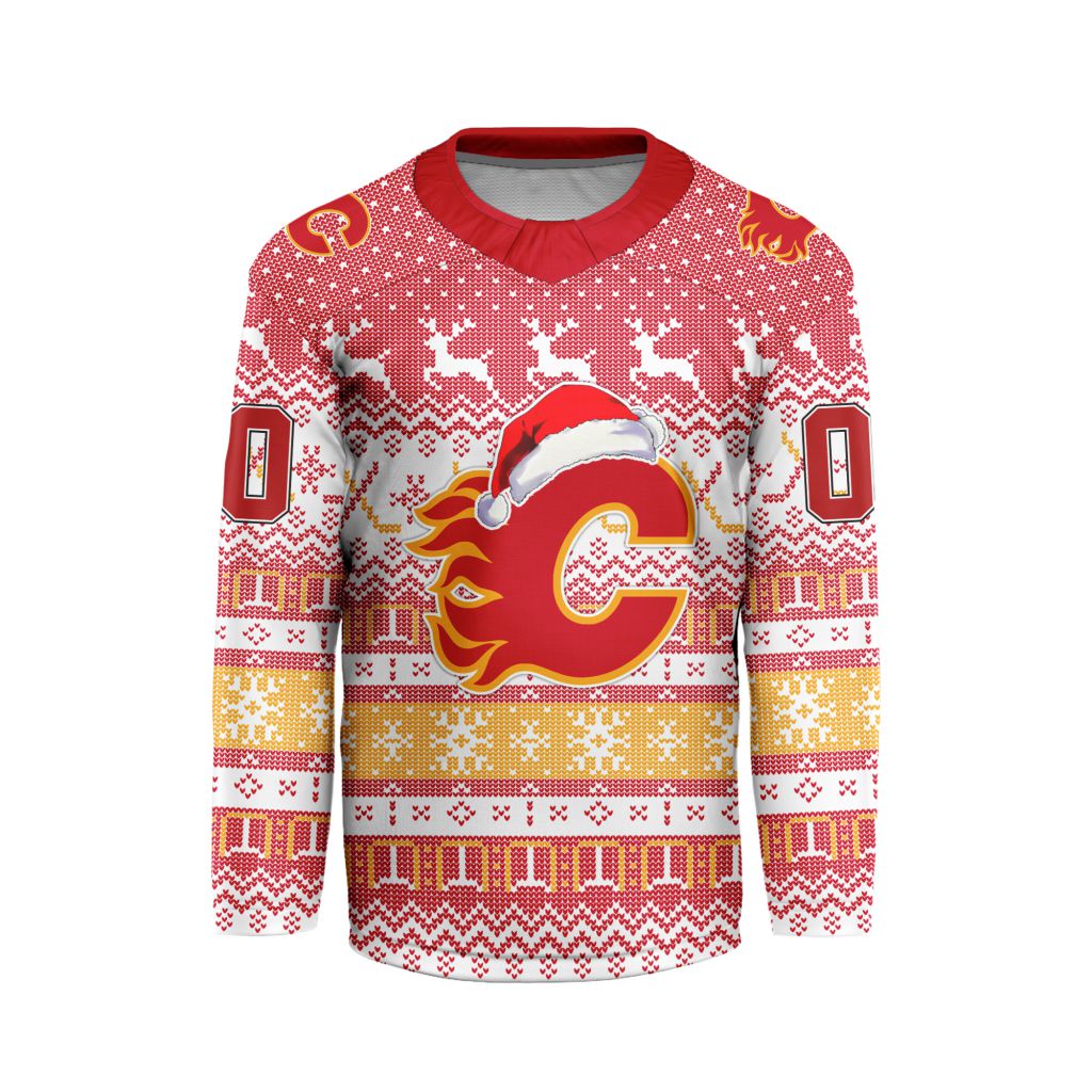 LIMITED EDITION - NEW CUSTOMIZED NHL17 CGF CALGARY FLAMES LONG SLEEVED T-SHIRT