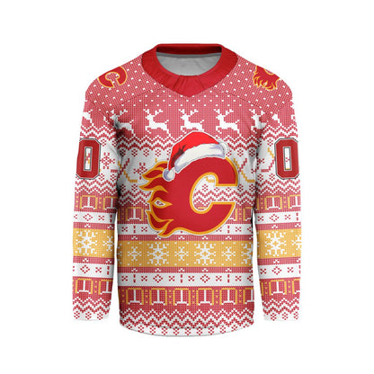 LIMITED EDITION - NEW CUSTOMIZED NHL17 CGF CALGARY FLAMES LONG SLEEVED T-SHIRT