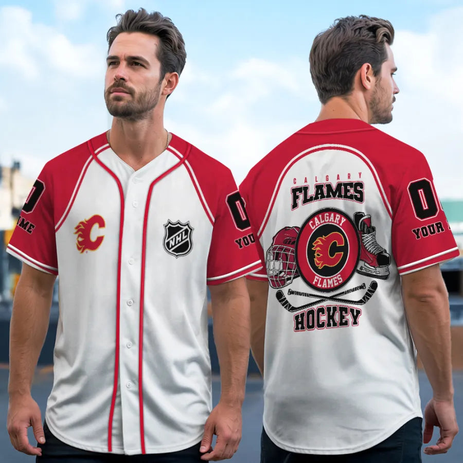 LIMITED EDITION - NEW CUSTOMIZED NHL17 CGF CALGARY FLAMES BASEBALL JERSEY