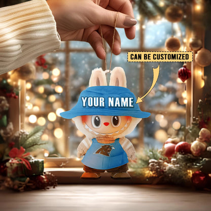 LIMITED EDITION - NEW CUSTOMIZED NFL23 CLP CAROLINA PANTHERS LABUBU CHRISTMAS ACRYLIC ORNAMENT