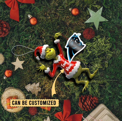 LIMITED EDITION - NEW CUSTOMIZED NFL23 CLP CAROLINA PANTHERS THE GRINCH ACRYLIC ORNAMENT