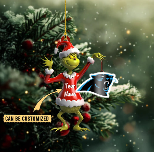 LIMITED EDITION - NEW CUSTOMIZED NFL23 CLP CAROLINA PANTHERS THE GRINCH ACRYLIC ORNAMENT