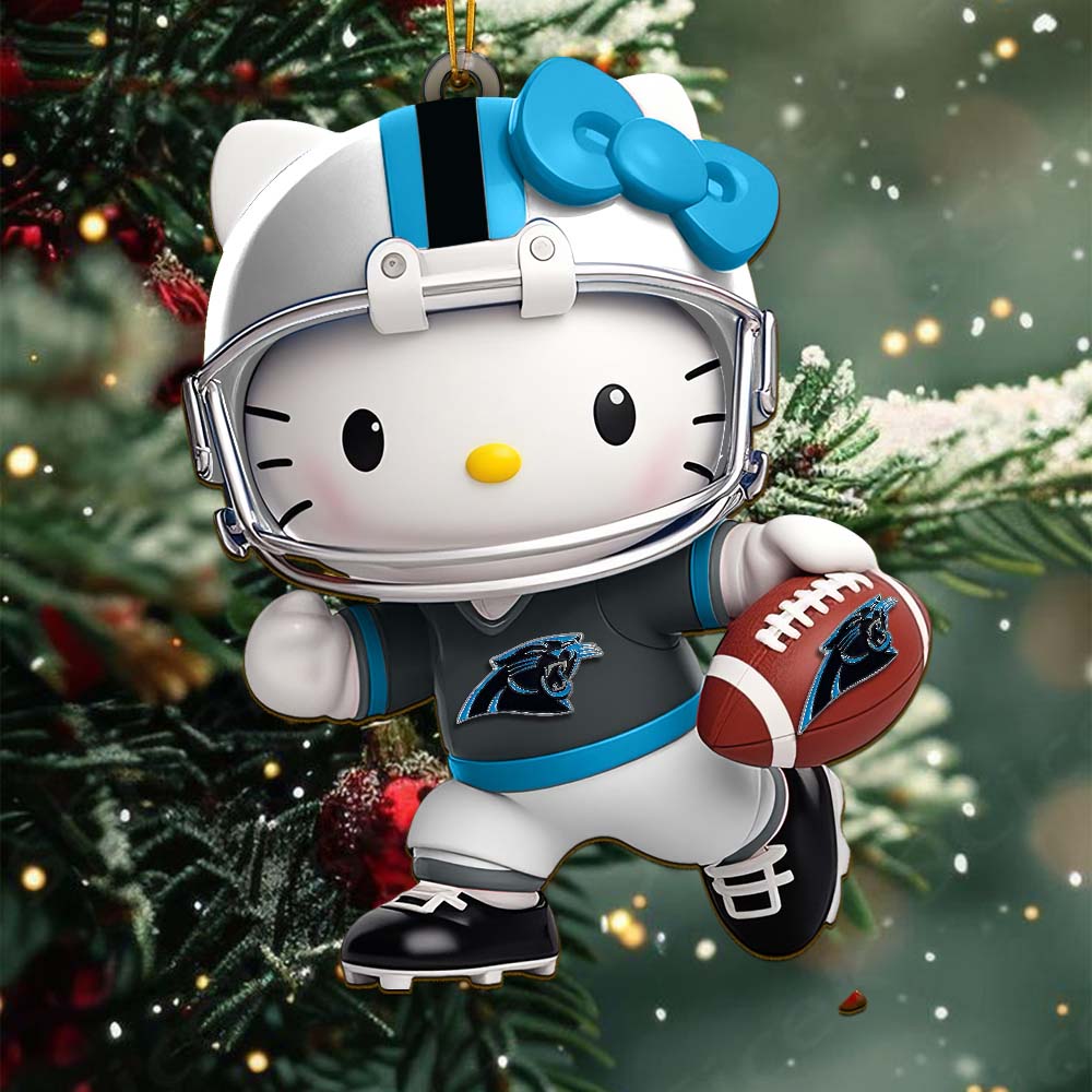 LIMITED EDITION - NEW CUSTOMIZED NFL23 CLP CAROLINA PANTHERS HELLO KITTY ACRYLIC ORNAMENT