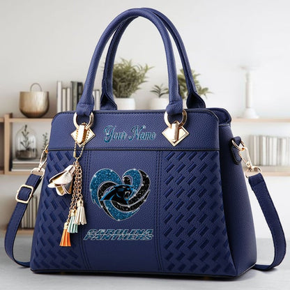 LIMITED EDITION - NEW CUSTOMIZED NFL23 CLP CAROLINA PANTHERS ZIP HANDBAG MULTICOLOR