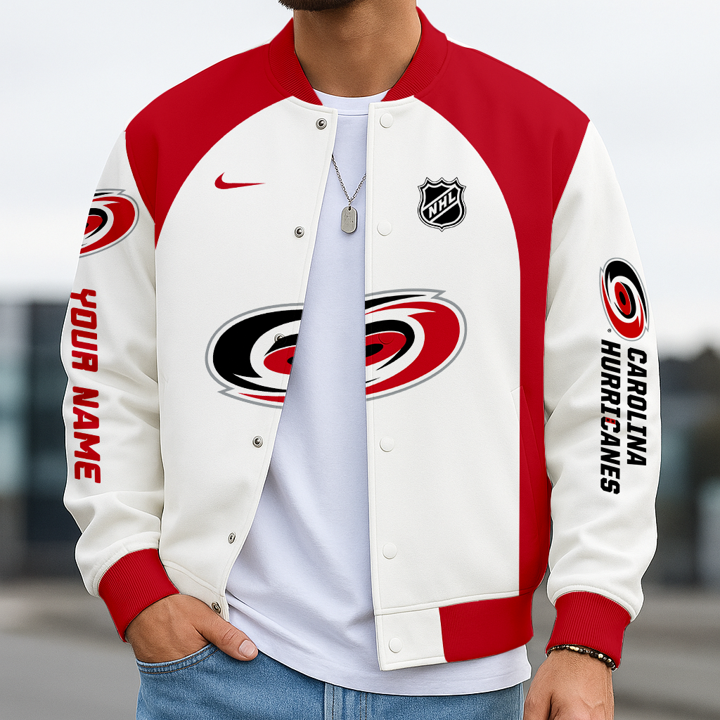 LIMITED EDITION - NEW CUSTOMIZED NHL07 CLH CAROLINA HURRICANES SATIN VARSITY JACKET & BASEBALL JACKET