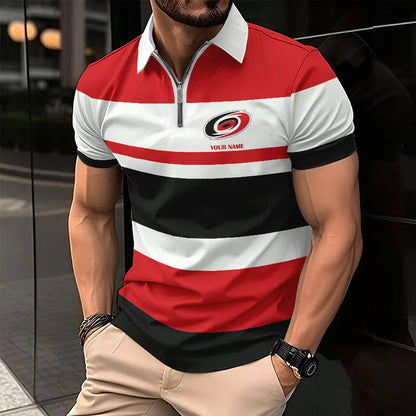 LIMITED EDITION - NEW CUSTOMIZED NHL07 CLH CAROLINA HURRICANES ZIP POLO SHIRT