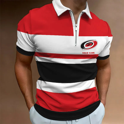 LIMITED EDITION - NEW CUSTOMIZED NHL07 CLH CAROLINA HURRICANES ZIP POLO SHIRT