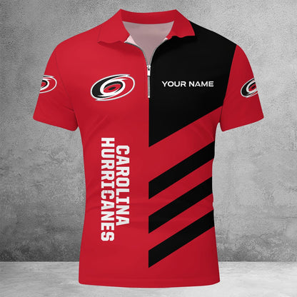 LIMITED EDITION - NEW CUSTOMIZED NHL07 CLH CAROLINA HURRICANES ZIP POLO SHIRT