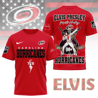 LIMITED EDITION - NEW CUSTOMIZED NHL07 CLH CAROLINA HURRICANES X ELVIS PRESLEY FAN 3D SHIRT