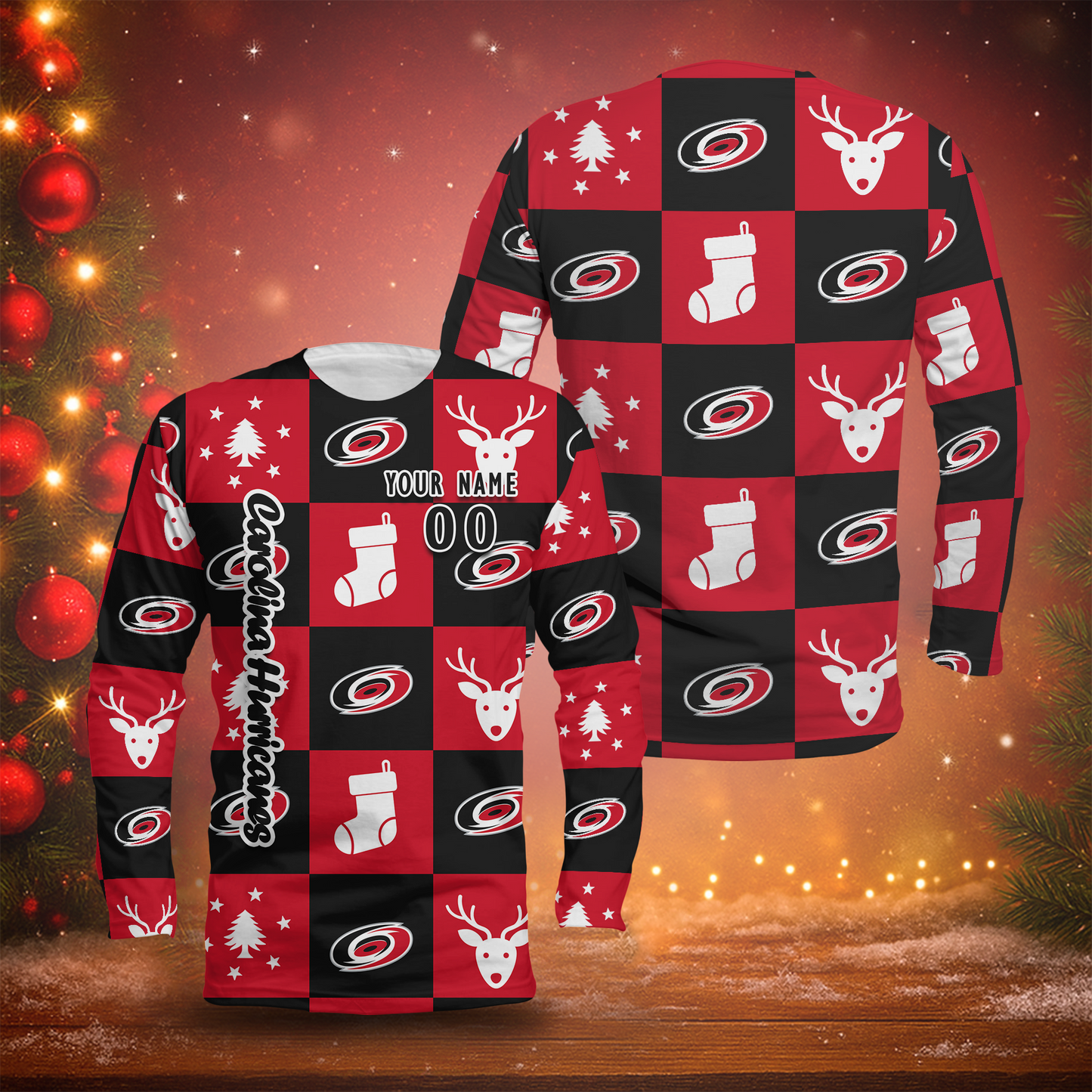 LIMITED EDITION - NEW CUSTOMIZED NHL07 CLH CAROLINA HURRICANES LONG SLEEVED T-SHIRT