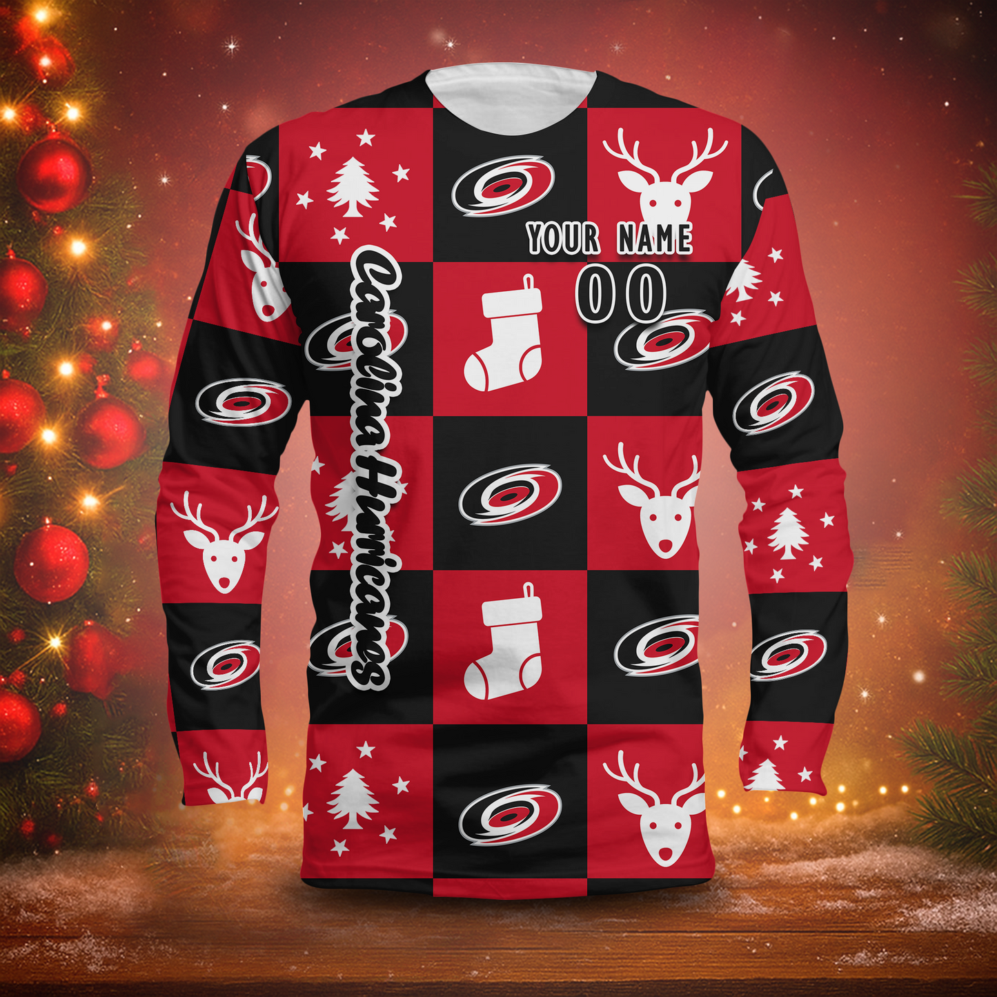 LIMITED EDITION - NEW CUSTOMIZED NHL07 CLH CAROLINA HURRICANES LONG SLEEVED T-SHIRT