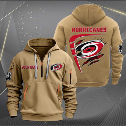 LIMITED EDITION - NEW CUSTOMIZED NHL07 CLH CAROLINA HURRICANES QUARTER ZIP HOODIE