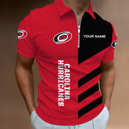 LIMITED EDITION - NEW CUSTOMIZED NHL07 CLH CAROLINA HURRICANES ZIP POLO SHIRT