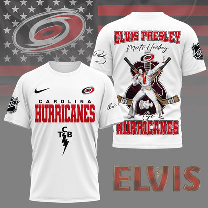 LIMITED EDITION - NEW CUSTOMIZED NHL07 CLH CAROLINA HURRICANES X ELVIS PRESLEY FAN 3D SHIRT