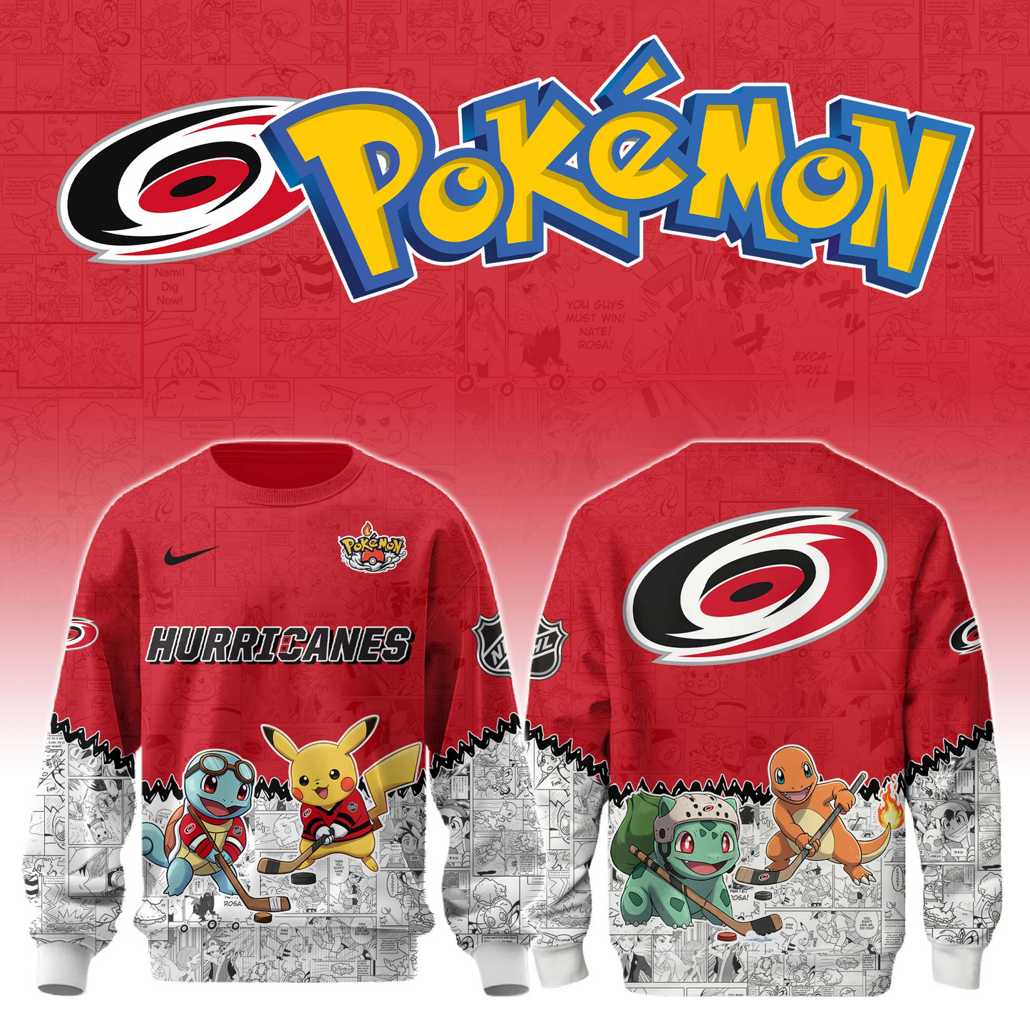 LIMITED EDITION - NEW CUSTOMIZED NHL07 CLH CAROLINA HURRICANES X POKÉMON T-SHIRT, SWEATSHIRT, HOODIE & ZIP HOODIE