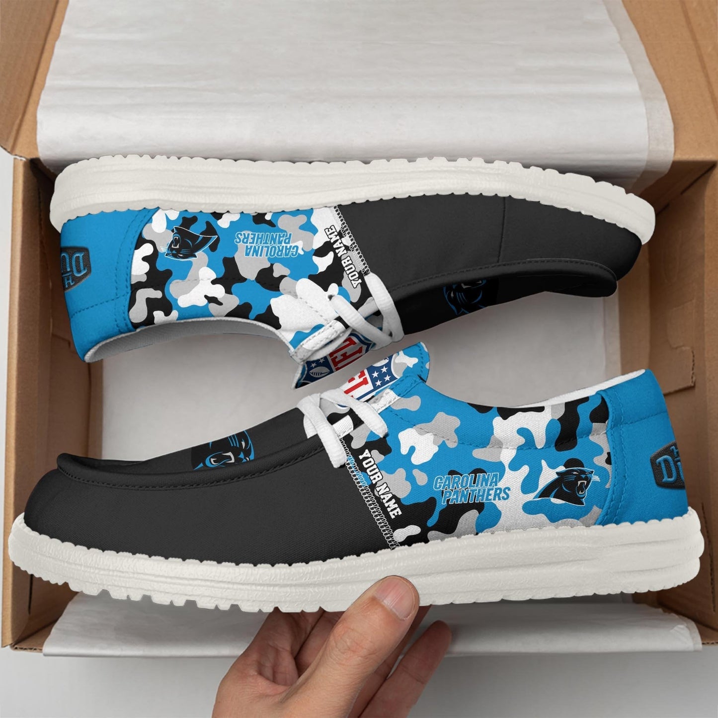 LIMITED EDITION - NEW CUSTOMIZED NFL23 CLP CAROLINA PANTHERS LOAFER SHOES
