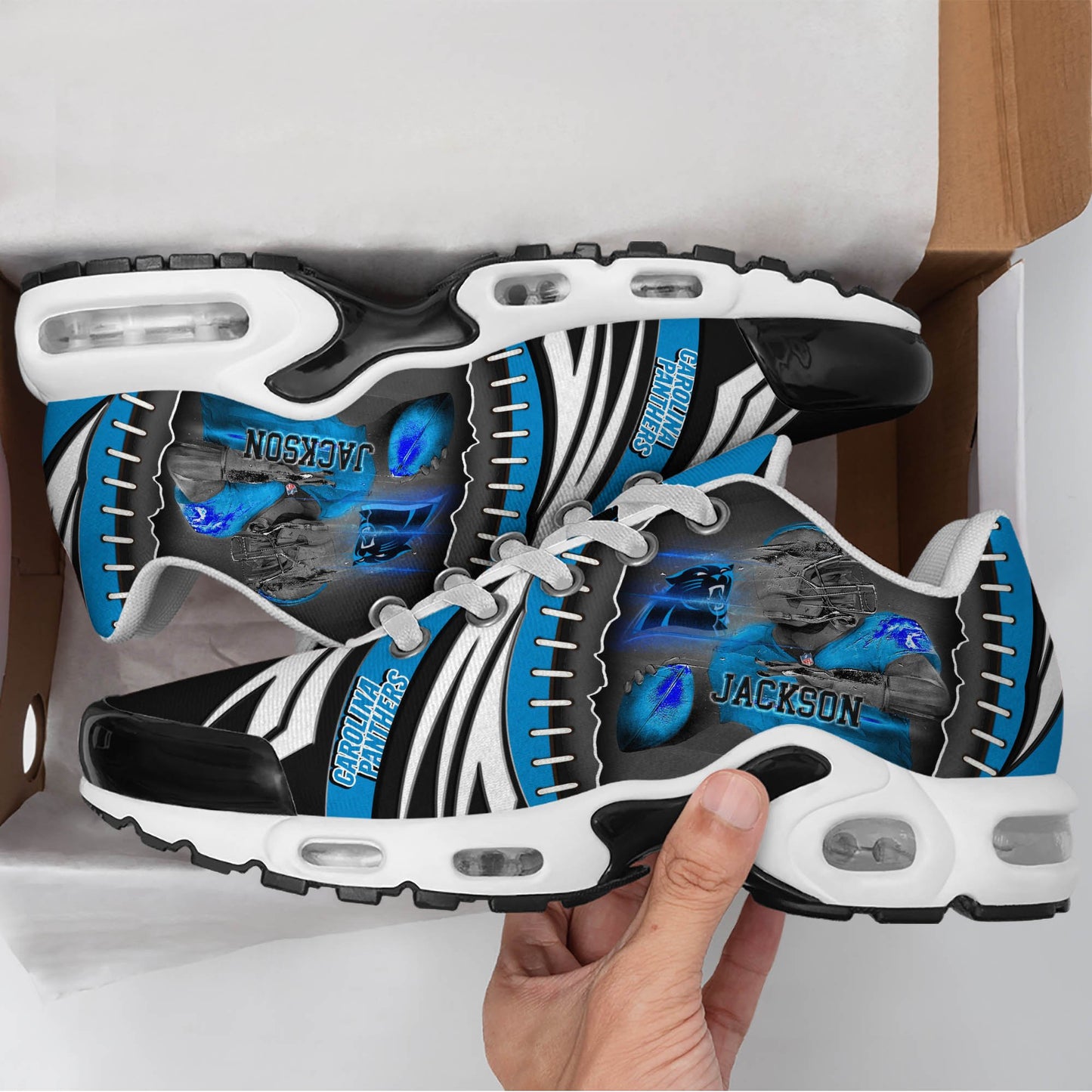 LIMITED EDITION - NEW CUSTOMIZED NFL23 CLP CAROLINA PANTHERS UNISEX AIR MAX PLUS SNEAKERS