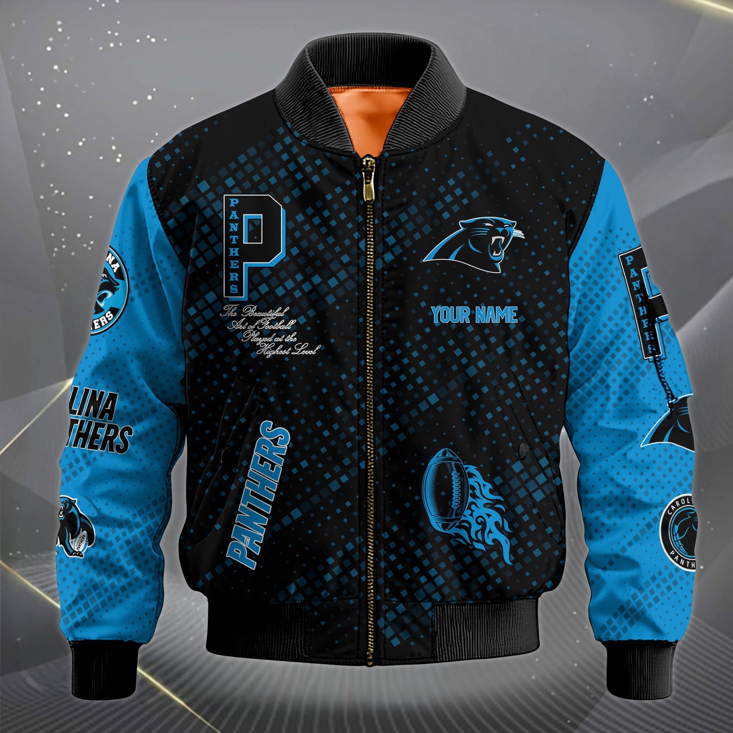 LIMITED EDITION - NEW CUSTOMIZED NFL23 CLP CAROLINA PANTHERS SATIN VARSITY JACKET & LONG PANTS