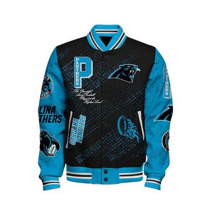 LIMITED EDITION - NEW CUSTOMIZED NFL23 CLP CAROLINA PANTHERS SATIN VARSITY JACKET & BASEBALL JACKET