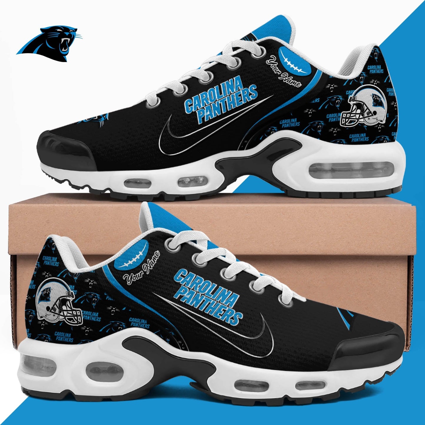 LIMITED EDITION - NEW CUSTOMIZED NFL23 CLP CAROLINA PANTHERS UNISEX AIR MAX PLUS SNEAKERS