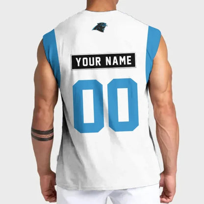 LIMITED EDITION - NEW CUSTOMIZED NFL23 CLP CAROLINA PANTHERS TANKTOP & GYM SHIRT