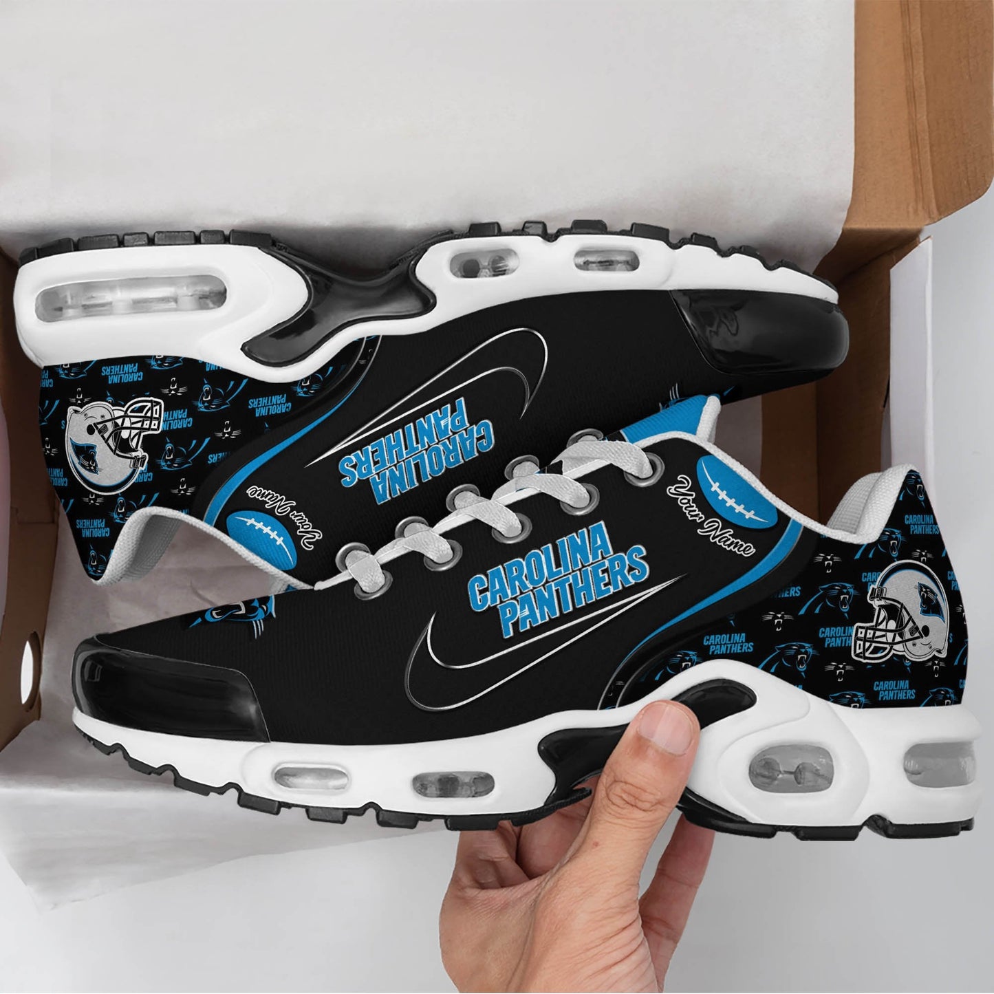 LIMITED EDITION - NEW CUSTOMIZED NFL23 CLP CAROLINA PANTHERS UNISEX AIR MAX PLUS SNEAKERS