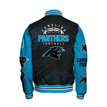 LIMITED EDITION - NEW CUSTOMIZED NFL23 CLP CAROLINA PANTHERS SATIN VARSITY JACKET & BASEBALL JACKET