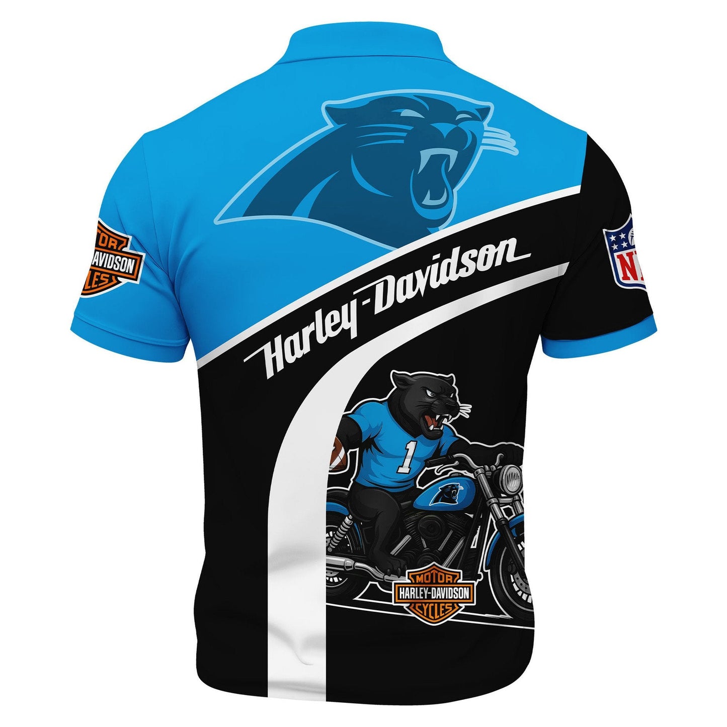 LIMITED EDITION - NEW CUSTOMIZED NFL23 CLP CAROLINA PANTHERS HARLEY-DAVIDSON POLO WITH ZIPPER SHIRT