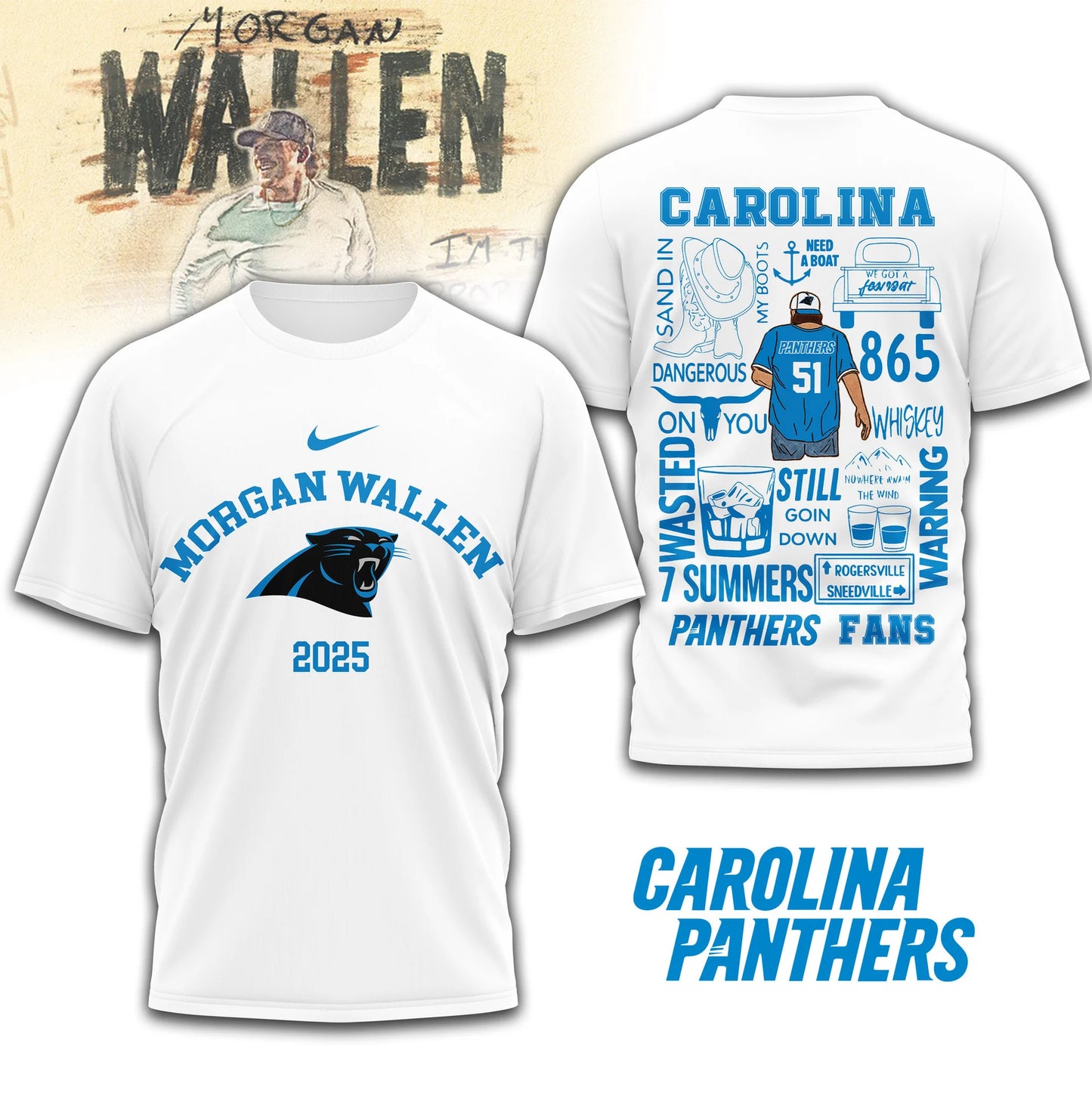 LIMITED EDITION - NEW CUSTOMIZED NFL23 CLP CAROLINA PANTHERS T-SHIRT | MULTIPLE COLORS AVAILABLE